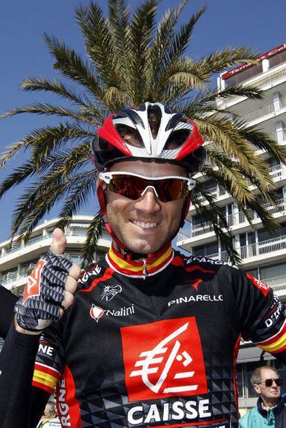 Alejandro Valverde, antes del comienzo de la última etapa de la París-Niza.