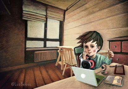 "Teño oito anos e quero ser youtuber", de Xoán Babarro e ilustración de Luz Beloso, editado por Galaxia. Imagen cedida por