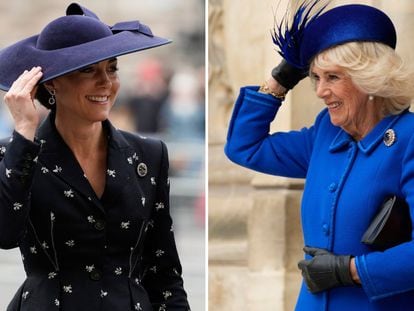 Kate, princesa de Gales, y la reina Camila, el lunes durante la celebración del día de la Commonwealth.