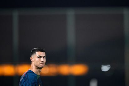 Cristiano Ronaldo, durante un entrenamiento en Qatar.
