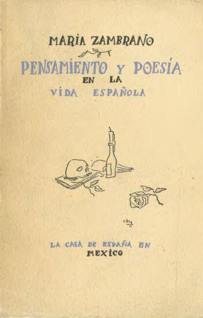 Dibujo de Ramón Gaya para la portada del libro de María Zambrano 'Pensamiento y poesía en la vida española' (1939).