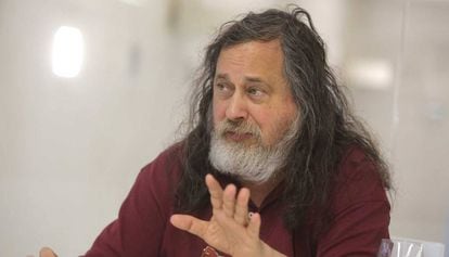 Richard Stallman, padre del software libre, este mi&eacute;rcoles durante la entrevista en San Sebasti&aacute;n.