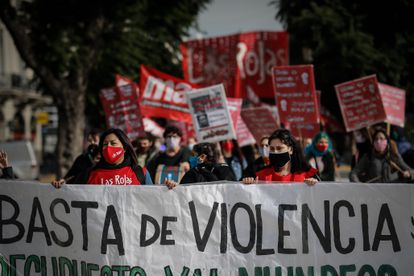 Marcha en Buenos Aires el 3 de junio, en el quinto aniversario de Ni Una Menos contra la violencia machista.