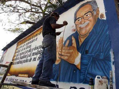 Un mural de García Márquez en Aracataca.