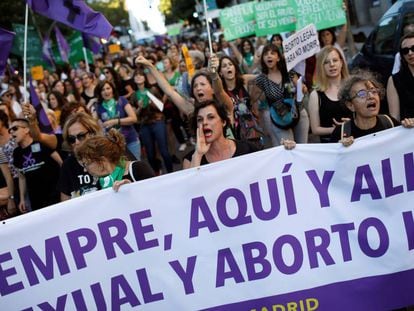 Marcha de 2019 por el Día Internacional por la Despenalización del Aborto y la Defensa de los Derechos Sexuales y Reproductivos en Madrid.
