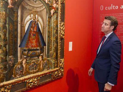 Feij&oacute;o, durante la inaguraci&oacute;n de la exposici&oacute;n.