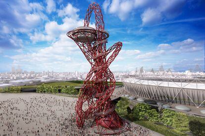 Recreación de la obra del artista británico Anish Kapoor, que estará emplazada en el parque olímpico de Londres 2012.