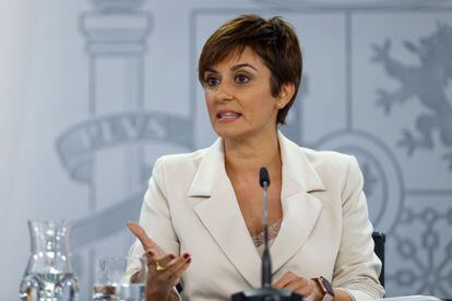 La ministra portavoz, Isabel Rodríguez, en la rueda de prensa posterior al Consejo de Ministros, este martes.