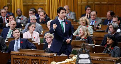 El primer ministro canadiense, Justin Trudeau, comparece en el Parlamento.