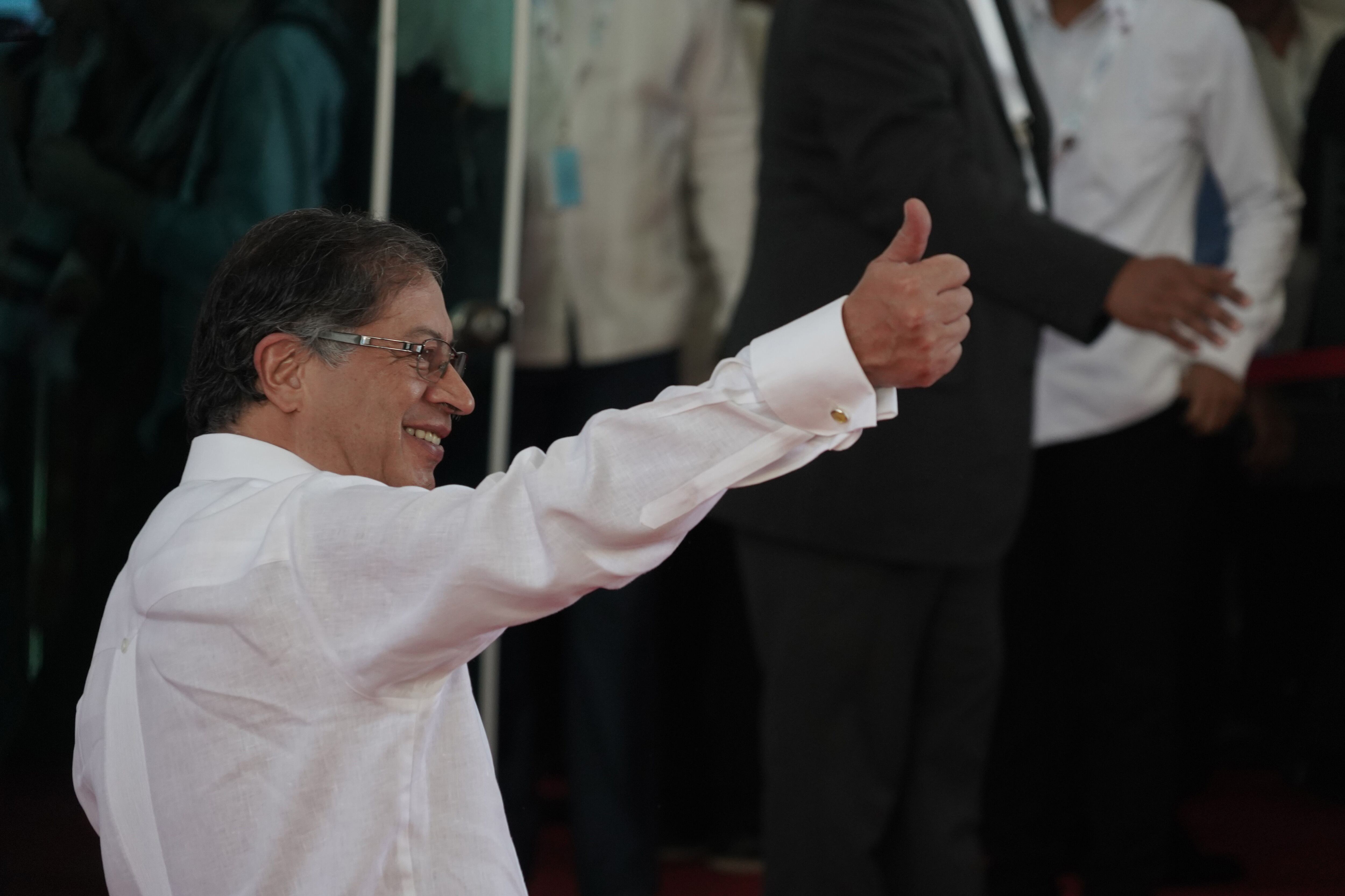 Gustavo Petro, presidente de Colombia, durante su llegada a XXVIII Cumbre Iberoamericana.