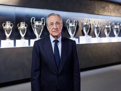 Florentino Pérez, presidente del Real Madrid, en la sede del club este jueves.