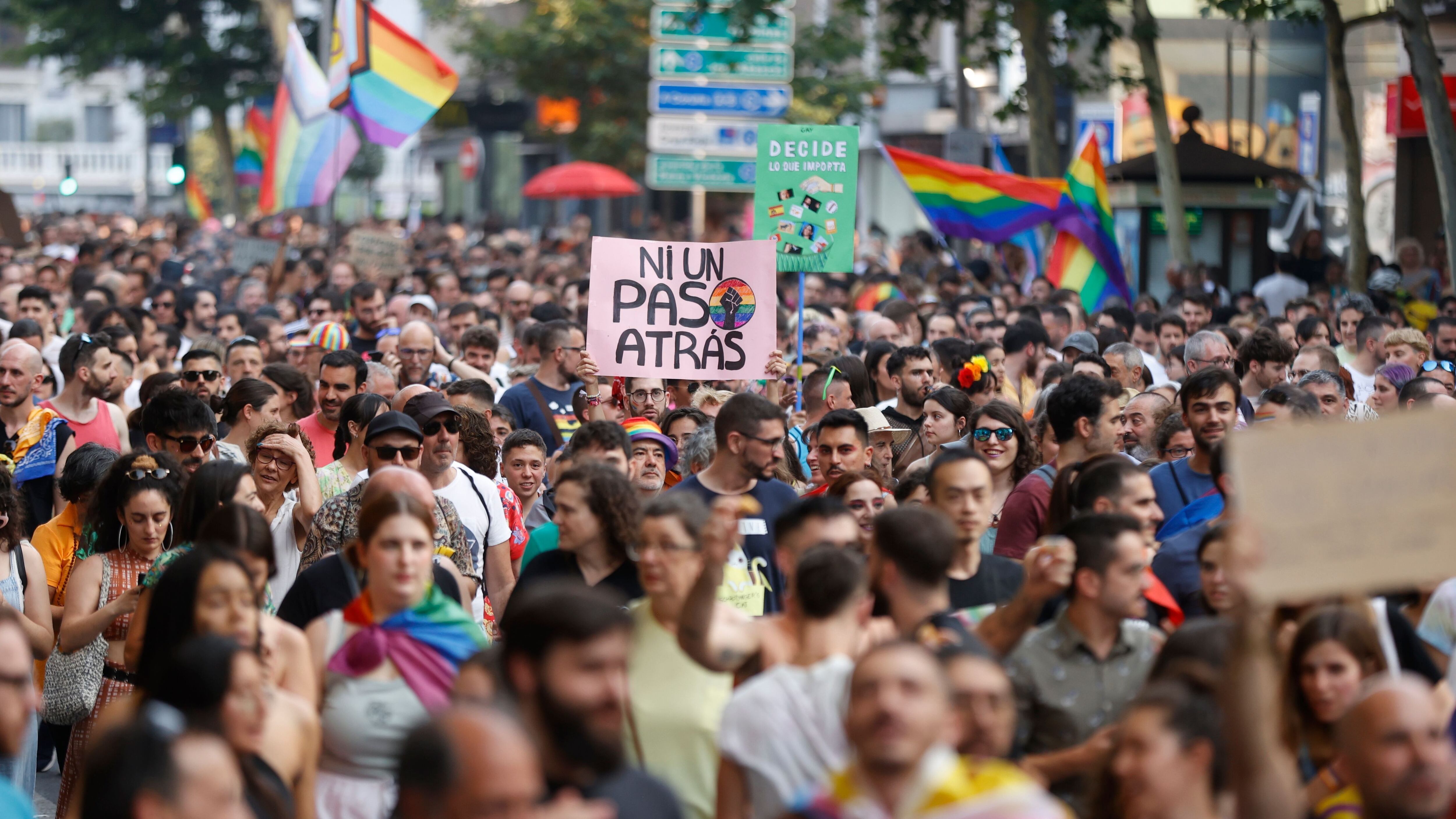 Manifestación en Madrid, el pasado miércoles 28 de junio, del Orgullo LGTBI+ Crítico, movilización que lleva convocándose desde 2006 como protesta contra la mercantilización y despolitización del colectivo.