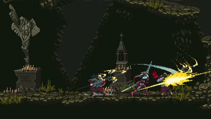 Capture of a frame with a scene from the video game 'Blasphemous'.