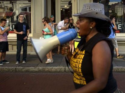 Una protesta, en Charleston, contra la discriminación racial.