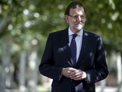 Mariano Rajoy este jueves en los jardines de La Moncloa.