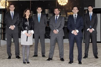 El equipo de préstamos de BBVA: Miguel Castillo, Mari Luz Campo, Emilio López, Luis Miguel Palancar, Luis Leniz y Pablo Arsuaga.