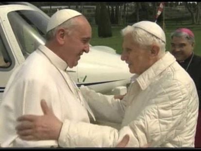 El papa Francisco y Benedicto XVI este sábado en Castel Gandolfo.