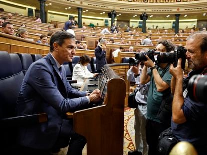 El presidente del Gobierno en funciones, Pedro Sánchez, en el Congreso de los Diputados.