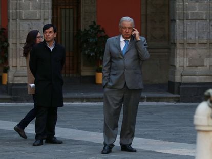 El presidente de México, Andrés Manuel López Obrador, este jueves en el Palacio Nacional.