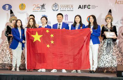 La selección china que ganó el oro en el Mundial Femenino de Naciones de 2019 en Astaná (Kazajistán)
