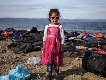 Imagen de la exposici&oacute;n &#039;El fang d&#039;Europa&#039;, sobre la crisis migratoria en el Mediterr&aacute;neo, en la Beckett. 