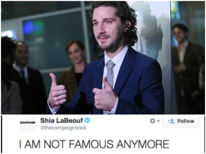 No tenemos nada claro que el actor Shia LaBeouf (30 años, Los Ángeles) realmente creyera que simplemente tuiteando "No soy nadie famoso" desde su cuenta verificada de Twitter, alguien fuera a considerar que esto era cierto. Y además nos surge una duda, si alguien tuitea "Sí soy alguien famoso", ¿se hará realidad?.
