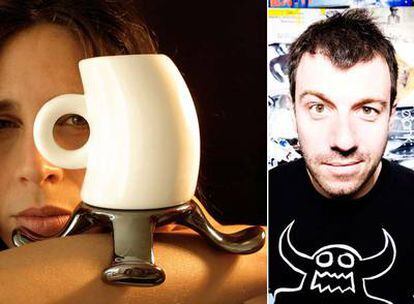 A la izquierda, la taza Tawute y a la derecha, su creador, el diseñador chileno Rodrigo Alonso.