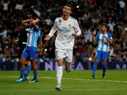 Cristiano Ronaldo, después de marcar su gol aprovechando el rechace del penalti que le paró Roberto.