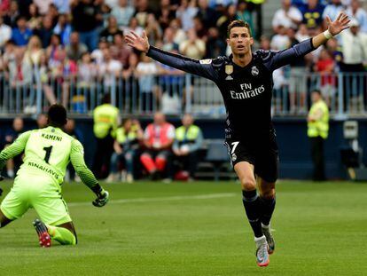 Cristiano celebra el seu gol al Màlaga.