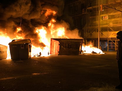 Protestas y altercados en el centro de Barcelona el pasado 18 de febrero por el encarcelamiento del rapero Pablo Hasél.
