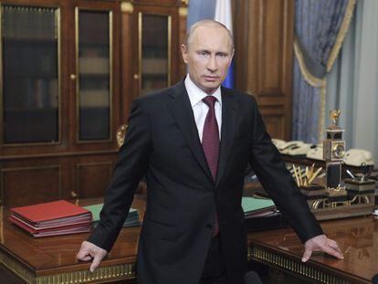 Vladimir Putin, en su despacho de Mosc&uacute;, el 2 de marzo de 2012.