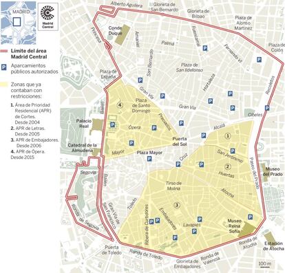 La zona de bajas emisiones Madrid Central, que entró en funcionamiento a finales de 2018.