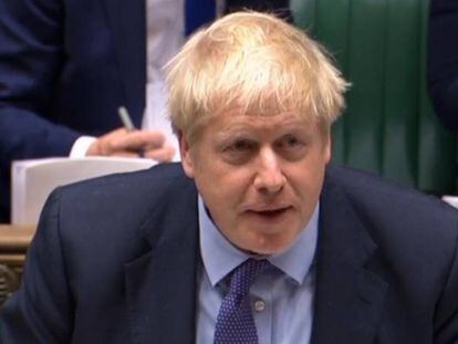 El primer ministro británico, Boris Johnson, este martes durante el debate del Brexit en la Cámara de los Comunes.