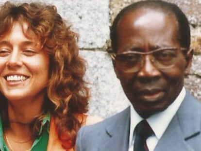 Inmaculada Díaz Narbona junto a Léopold Sédar Senghor, en 1986.