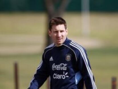 Leo Messi, durante un entrenamiento con la selecci&oacute;n argentina. 