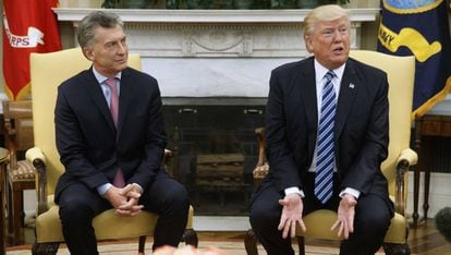 Mauricio Macri junto a Donald Trumo en Washington este jueves.