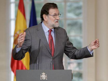 El presidente del Gobierno, Mariano Rajoy, durante una recepci&oacute;n oficial en La Moncloa el pasado 27 de febrero.