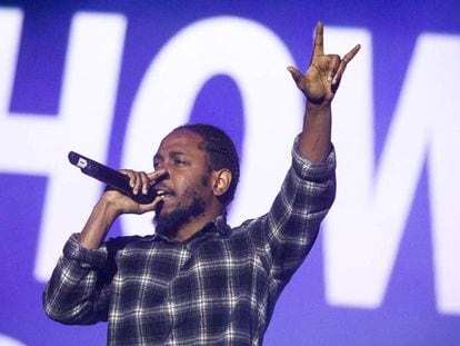 El rapero Kendrick Lamar en Benicàssim la noche del domingo.