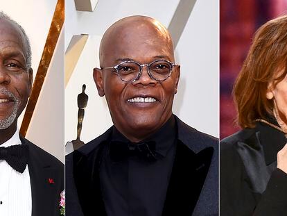 Desde la izquierda, Danny Glover, Samuel L. Jackson, Elaine May y Liv Ullmannm, los Oscar de honor de 2022.