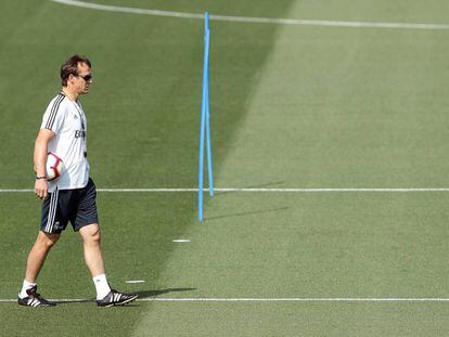 Lopetegui en el último entrenamiento previo al partido contra el Getafe.