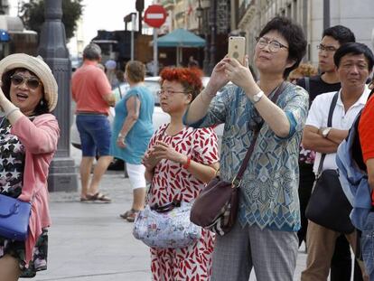 Turistas en el centro de Madrid.