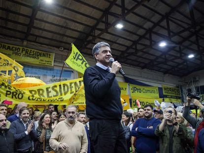 Jorge Macri, durante un acto proselitista, el pasado 26 de junio.