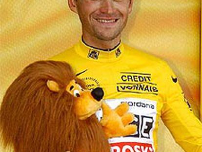 Igor Galdeano, en el podio de una etapa del pasado Tour.
