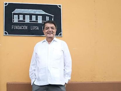 El escritor Sergio Ramírez en la Fundación Luisa Mercado en Masatepe, en 2020.