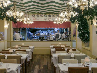 Una de las salas del restaurante Bel Mondo, en Madrid.