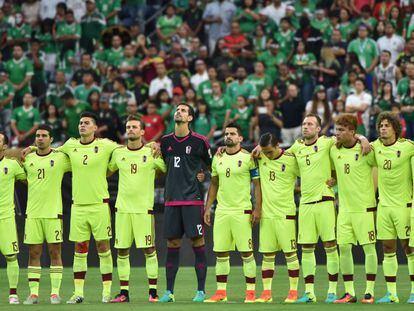 La selecci&oacute;n venezolana antes del partido contra M&eacute;xico.