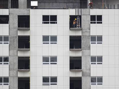 Trabajadores de la construcci&oacute;n en la Ciudad de M&eacute;xico.