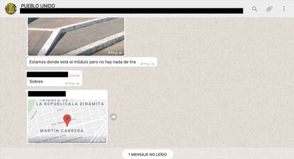 Una captura de WhatsApp de grupos que incitan al saqueo en México.