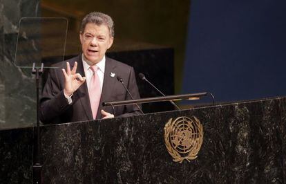 Juan Manuel Santos en la cumbre de desarrollo de la ONU