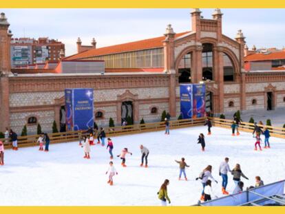 La gran pista de hielo de Plaza Matadero, Madrid.